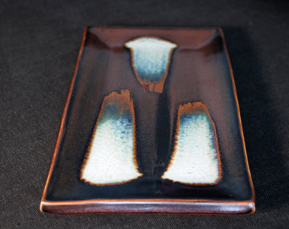 Handmade Purple Tenmoku Sushi Plate Brushed on With Multi-Reflections Glaze #67