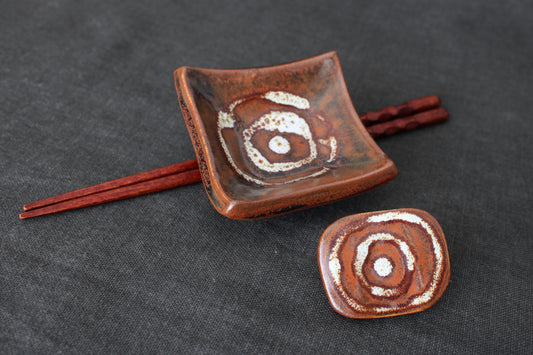 sushi serving set with kaki glaze top view